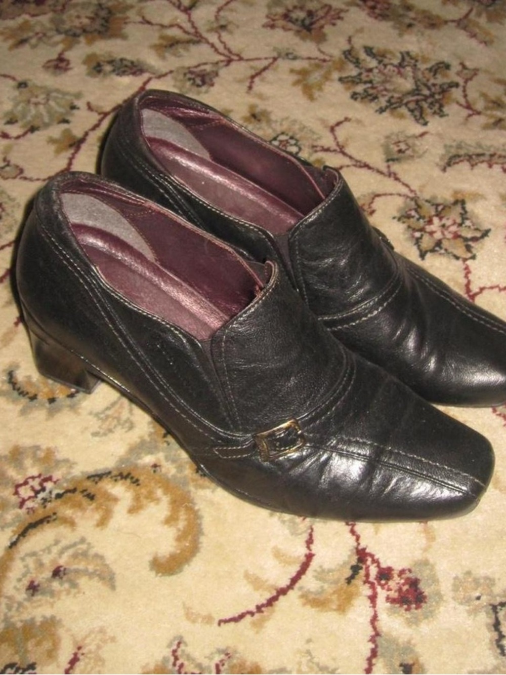 Classic Black Women's Leather Slip-On Heels